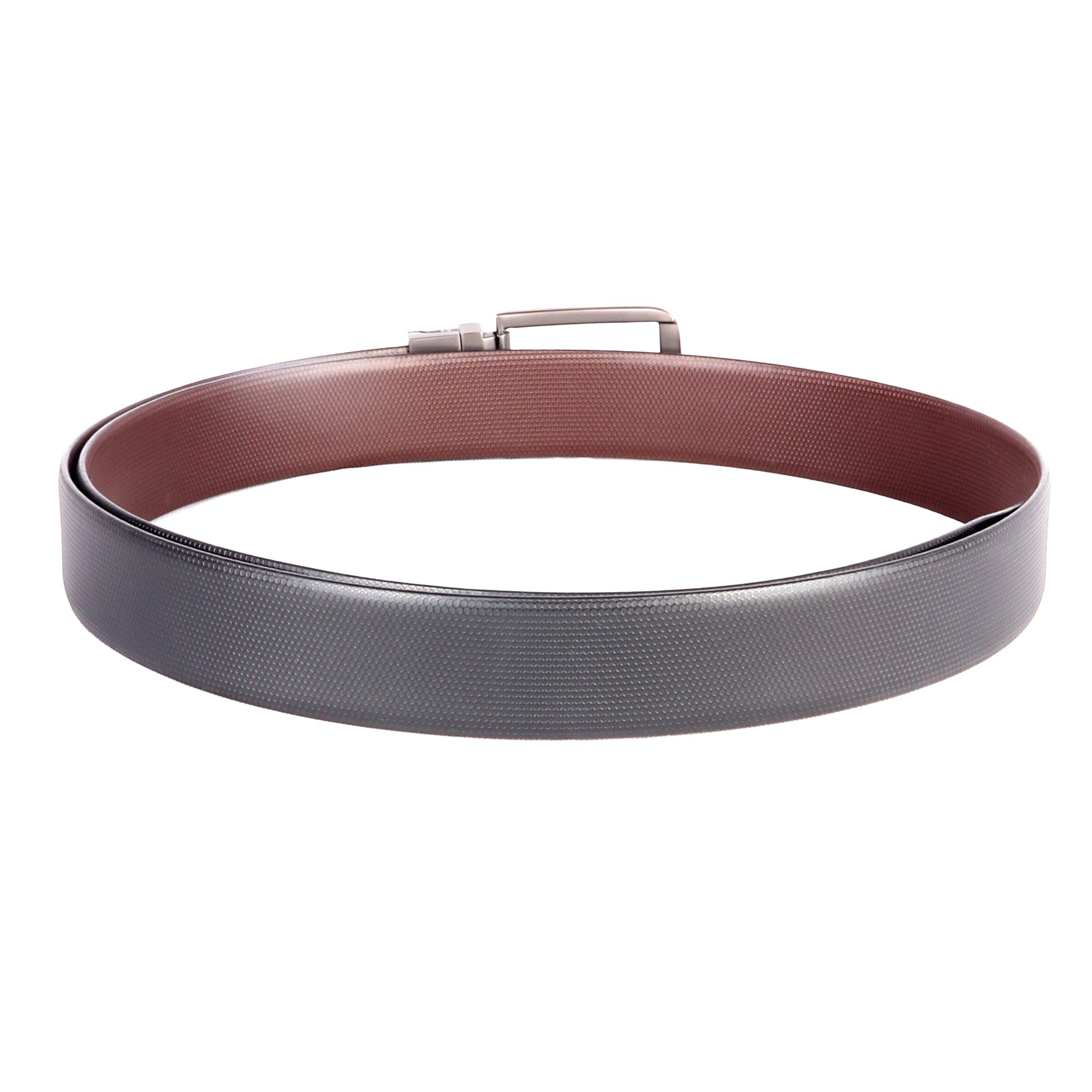 Men Black & coffee Brown Reversible Textured Formal Belt - Chiti