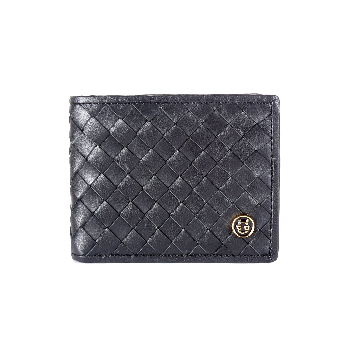 Black Woven RFID Protected Leather Wallet - Chiti