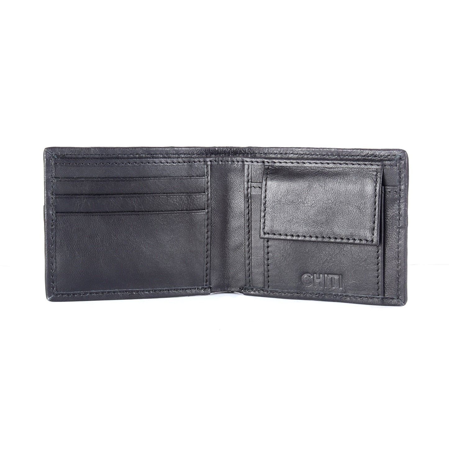 Black Woven RFID Protected Leather Wallet - Chiti