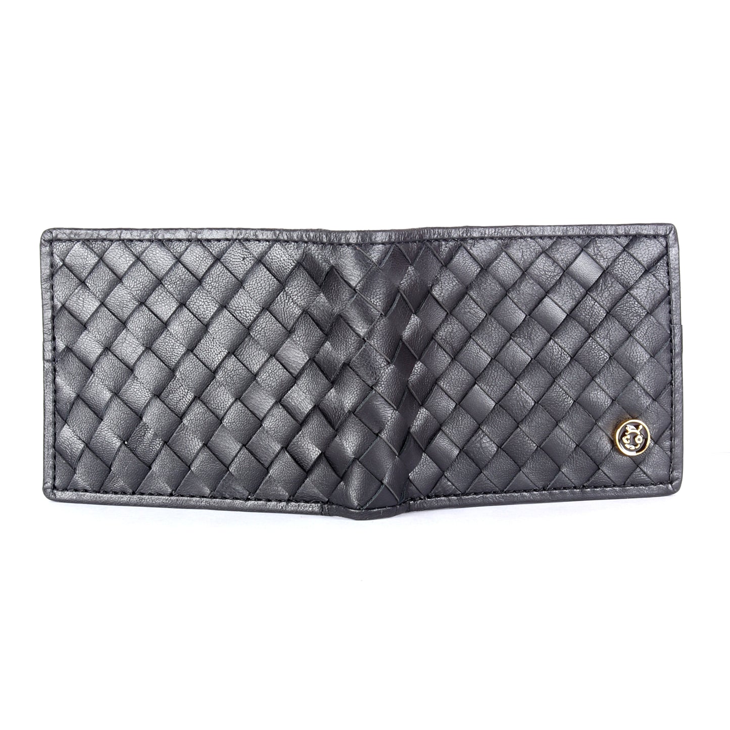 Black Woven RFID Protected Leather Wallet - Chiti