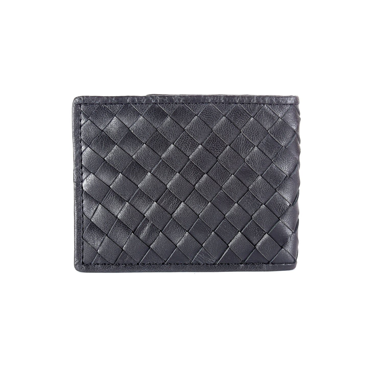 Black Woven RFID Protected Leather Wallet - Chiti