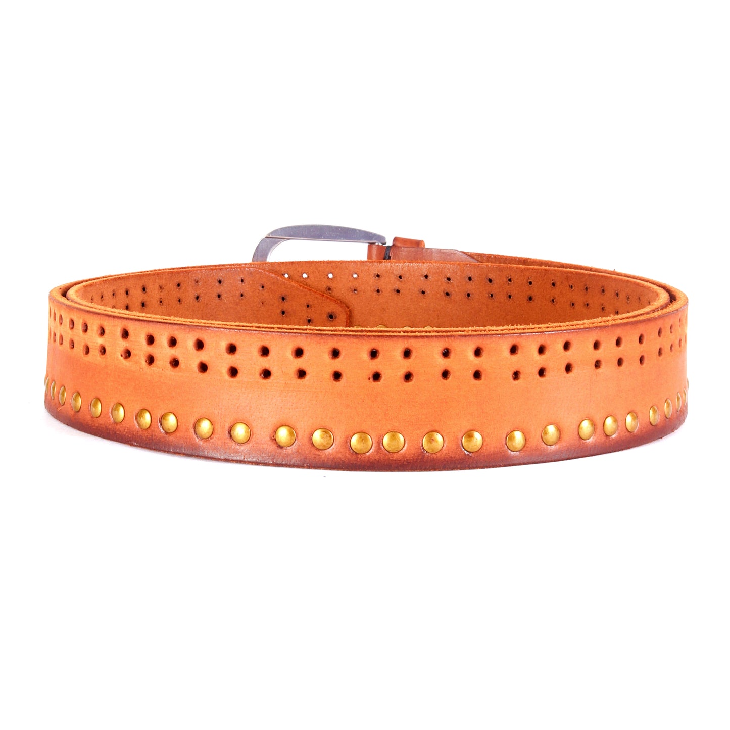 Bronze Starlet: Metallic-Studded Tan Brown Belt - Chiti