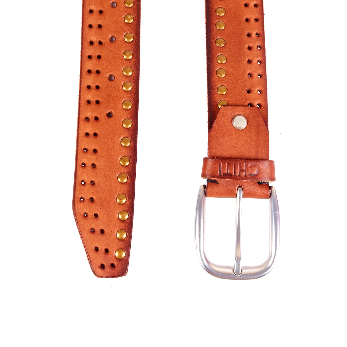 Bronze Starlet: Metallic-Studded Tan Brown Belt - Chiti