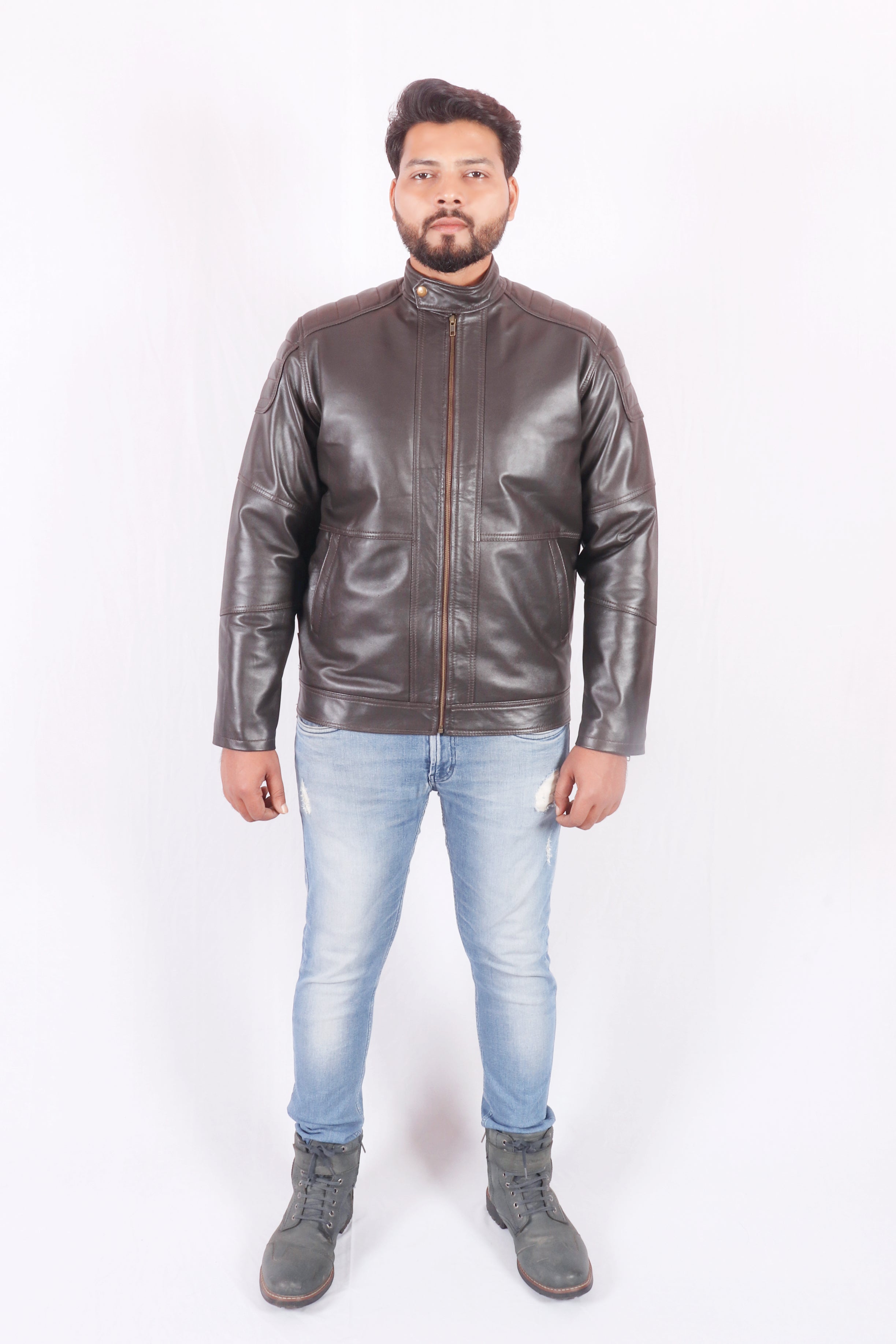 Buy fjackets Brown Leather Jacket Men - Distressed Lambskin Mens Leather  Jacket | [1100083],Johnson Brown,M at Amazon.in